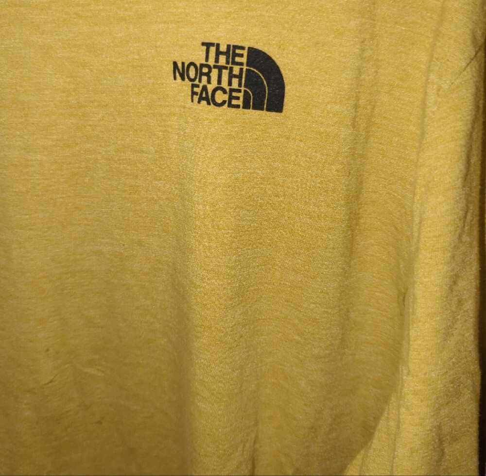 The North Face Men's Long Sleeve Tee in Mustard Yellow with Bear Graphic - Picture 3 of 5